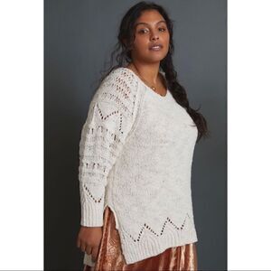 NEW Anthropologie Pilcro Luna Pointelle Textured Boho Tunic Sweater Plus 1X